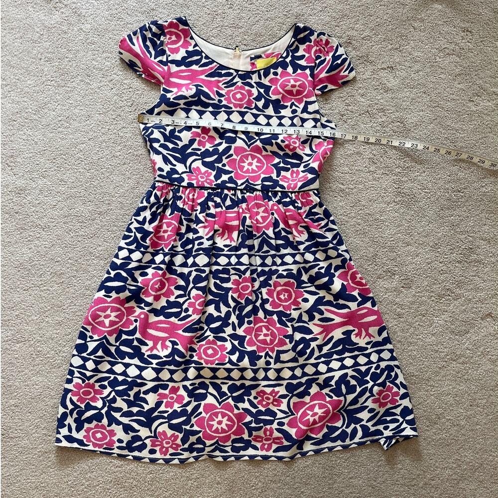 Anthropologie Maeve Peralta Flared Dress Bird Floral Size 2 Pockets Fit & Flare - Picture 6 of 7